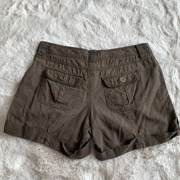 Vintage Y2K Linen Blend Army Green Cargo Shorts Size 8‎ - Picture 3 of 5